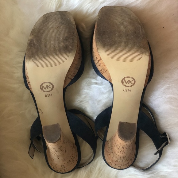 Michael Kors Blue Suede Platform Heeled Sandals - Picture 5 of 6